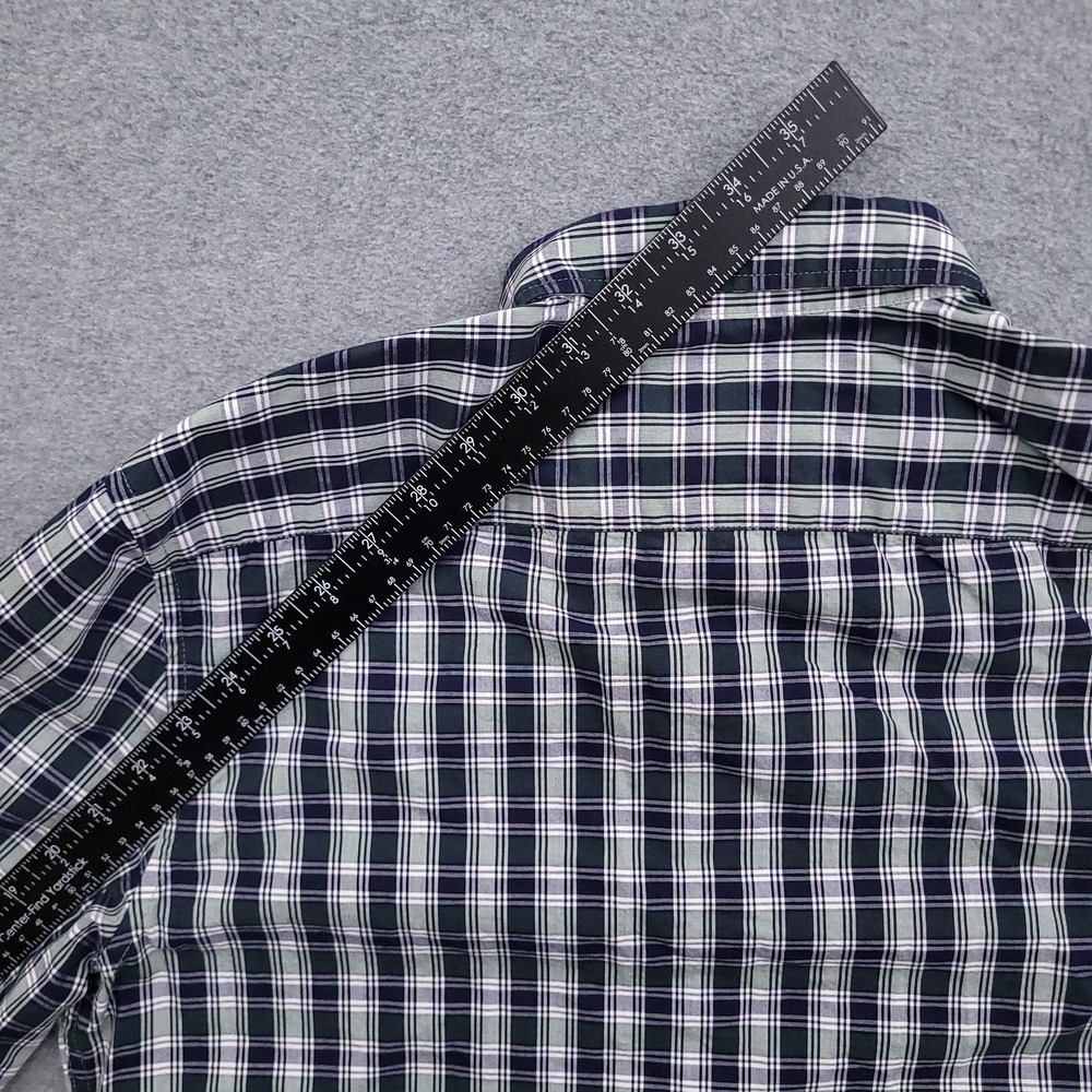 Lacoste Mens M 40 Slim Fit Green Blue Plaid Oxford Button Down Croc Logo - Picture 10 of 11